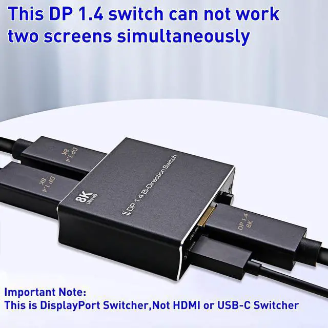 Alt view image 2 of 6 - BONAEVER Displayport Switch Bi-Directional DP 1.4 Switcher 8K@30Hz 4K@120Hz 2K@144Hz DisplayPort 1.4 Switcher Converter 2X1 or 1X2 for Multiple Source Displays