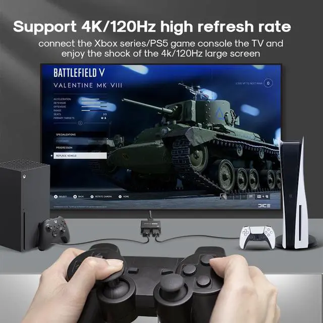 Alt view image 7 of 7 - BONAEVER HDMI 2.1 Ultra HD 8K High Speed 48Gbps Directional Switch Only 2 in 1out 8K@60Hz 4K@120Hz Converter Compatible with Xbox PS5 Projectors Monitors