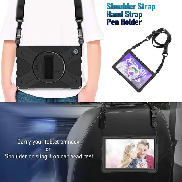 Alt view image 7 of 7 - BONAEVER For Lenovo Tab M10 Plus 3rd Gen Case 10.6 Inch with Pen Holder 360 Rotating Hand Strap/ Stand andybrid ShockProof Cover with H /Shoulder Strap Model TB-125FU/TB-128FU/TB-128XU