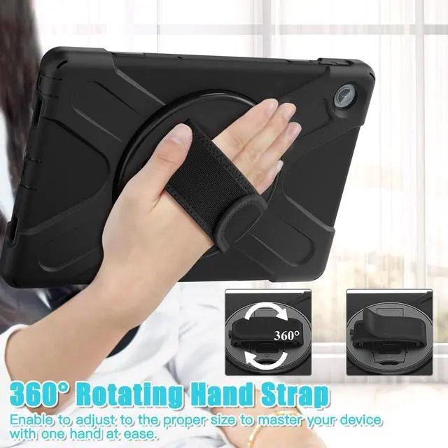 Alt view image 6 of 7 - BONAEVER For Lenovo Tab M10 Plus 3rd Gen Case 10.6 Inch with Pen Holder 360 Rotating Hand Strap/ Stand andybrid ShockProof Cover with H /Shoulder Strap Model TB-125FU/TB-128FU/TB-128XU