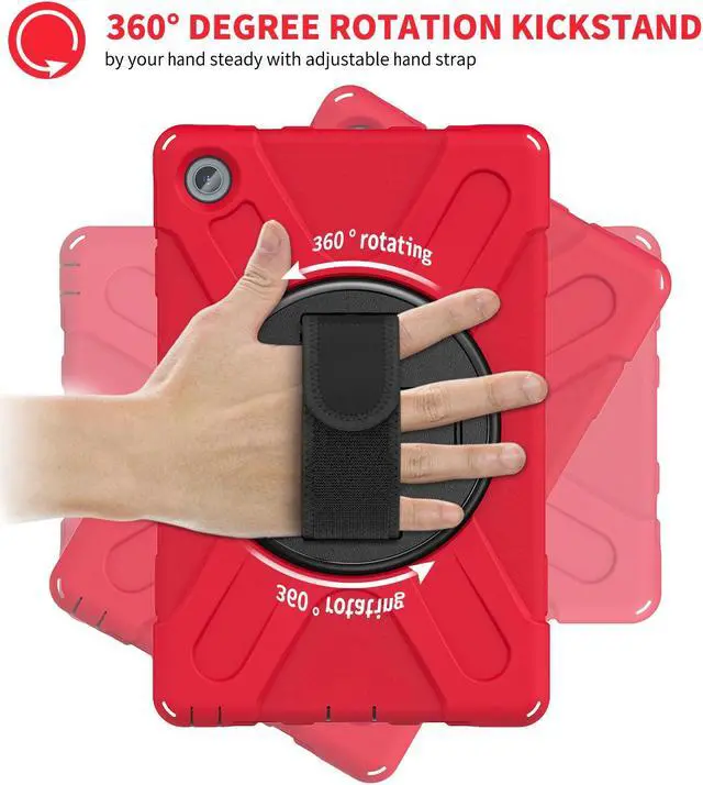 Alt view image 4 of 7 - BONAEVER For Lenovo Tab M10 Plus 3rd Gen Case 10.6 Inch with Pen Holder 360 Rotating Hand Strap/ Stand andybrid ShockProof Cover with H /Shoulder Strap Model TB-125FU/TB-128FU/TB-128XU