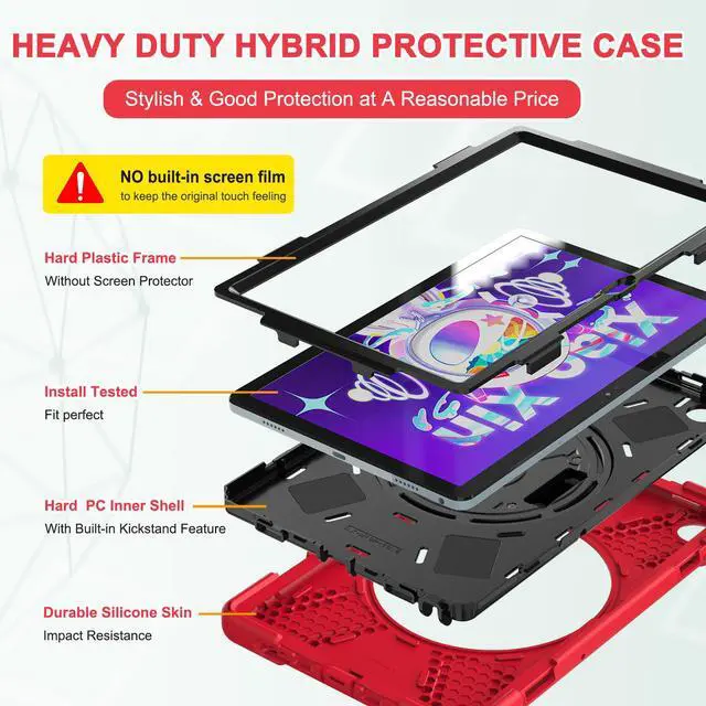 Alt view image 6 of 7 - BONAEVER For Lenovo Tab M10 Plus 3rd Gen Case 10.6 Inch with Pen Holder 360 Rotating Hand Strap/ Stand andybrid ShockProof Cover with H /Shoulder Strap Model TB-125FU/TB-128FU/TB-128XU