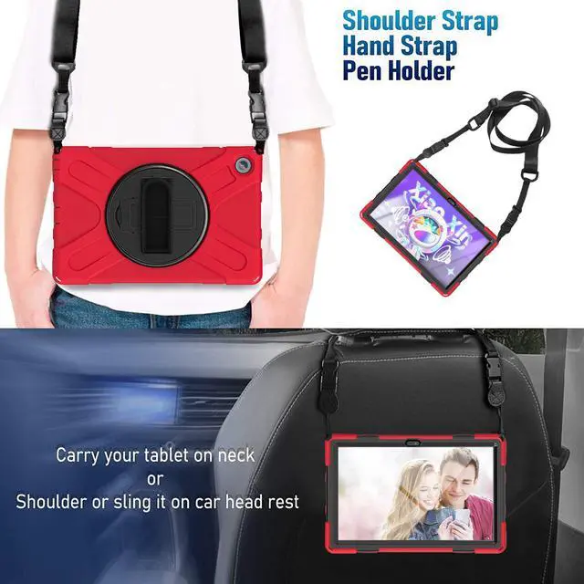 Alt view image 7 of 7 - BONAEVER For Lenovo Tab M10 Plus 3rd Gen Case 10.6 Inch with Pen Holder 360 Rotating Hand Strap/ Stand andybrid ShockProof Cover with H /Shoulder Strap Model TB-125FU/TB-128FU/TB-128XU