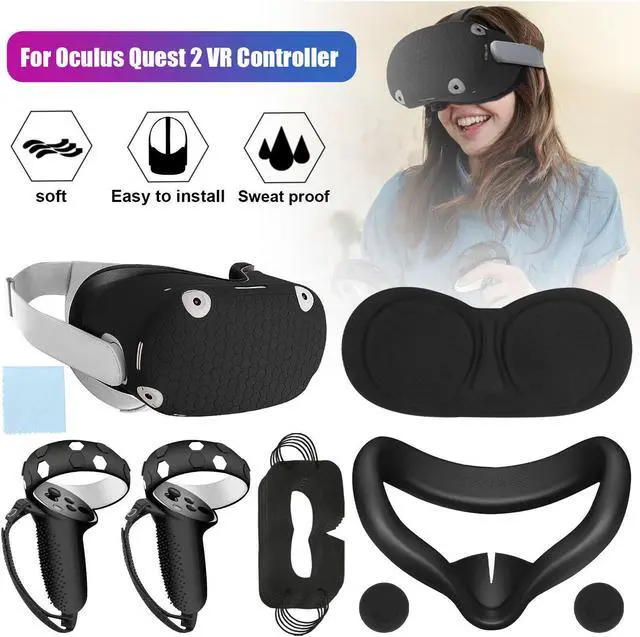Main image of Oculus Quest 2 Accessories, Quest 2 Face Cover, Oculus Quest 2 Controller Grips Cover ,VR Shell Cover with Protective Lens Cover and 5 Disposable Eye Cover