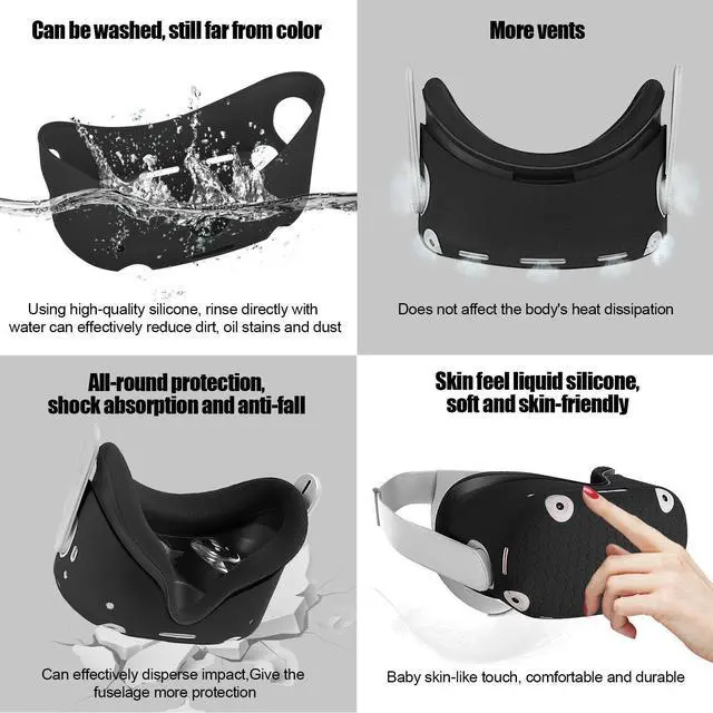 Alt view image 3 of 7 - Oculus Quest 2 Accessories, Quest 2 Face Cover, Oculus Quest 2 Controller Grips Cover ,VR Shell Cover with Protective Lens Cover and 5 Disposable Eye Cover
