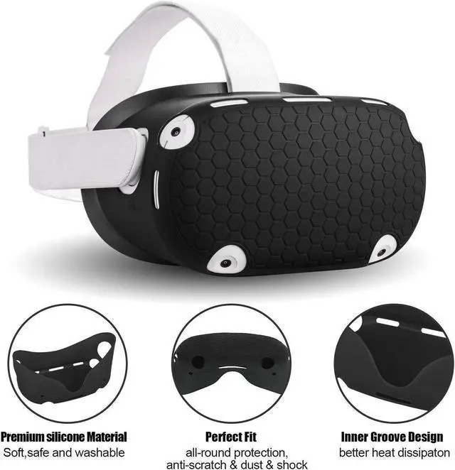 Alt view image 2 of 7 - Oculus Quest 2 Accessories, Quest 2 Face Cover, Oculus Quest 2 Controller Grips Cover ,VR Shell Cover with Protective Lens Cover and 5 Disposable Eye Cover