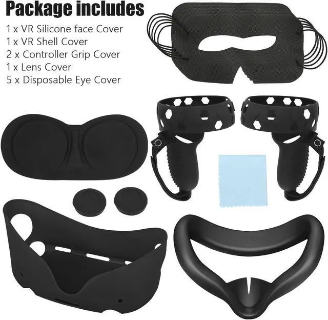 Alt view image 7 of 7 - Oculus Quest 2 Accessories, Quest 2 Face Cover, Oculus Quest 2 Controller Grips Cover ,VR Shell Cover with Protective Lens Cover and 5 Disposable Eye Cover