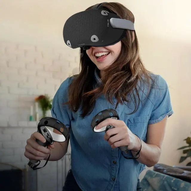 Alt view image 6 of 7 - Oculus Quest 2 Accessories, Quest 2 Face Cover, Oculus Quest 2 Controller Grips Cover ,VR Shell Cover with Protective Lens Cover and 5 Disposable Eye Cover