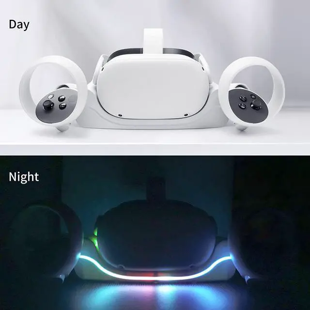 Alt view image 5 of 6 - BONAEVER Charging Dock for Oculus Quest 2VR Headset Charging Stand Compatible with Meta Quest 2 Accessories Wall Mount Charger Standation USB-C Link Cable
