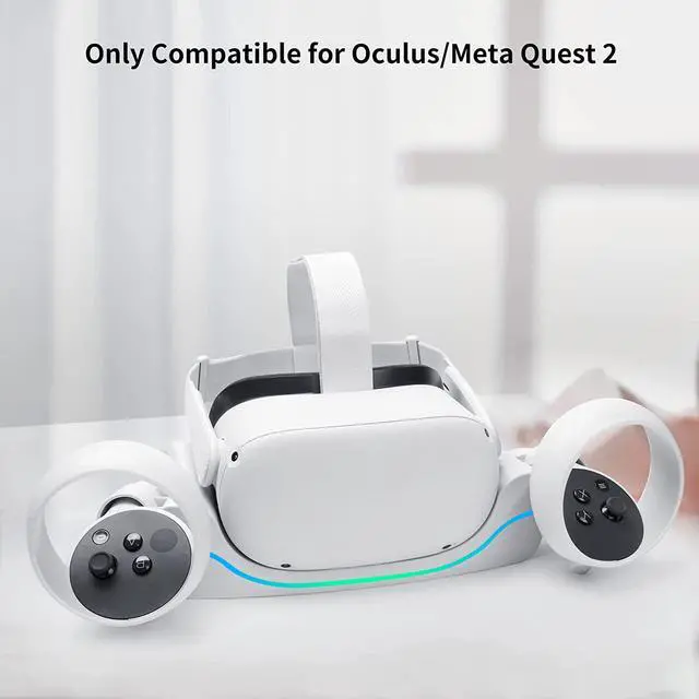 Alt view image 2 of 6 - BONAEVER Charging Dock for Oculus Quest 2VR Headset Charging Stand Compatible with Meta Quest 2 Accessories Wall Mount Charger Standation USB-C Link Cable