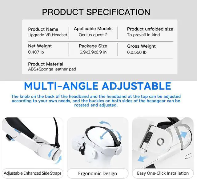 Alt view image 6 of 7 - BONAEVER Head Strap for Oculus Quest 2Comefortable-Design Quest 2 Head Strap Oculus Quest 2 Accessories Replacement for Elite Strap