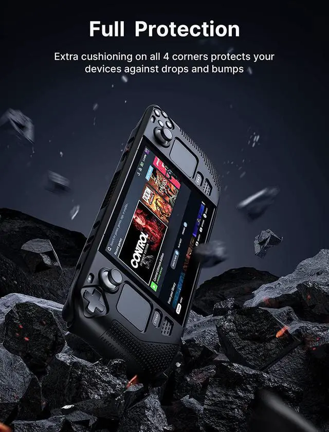 Alt view image 2 of 7 - BONAEVER Protective Case for Steam Deck Silicone Soft Cover Protector with Full Protection Shock-Absorption Anti-Scratch Design - Black