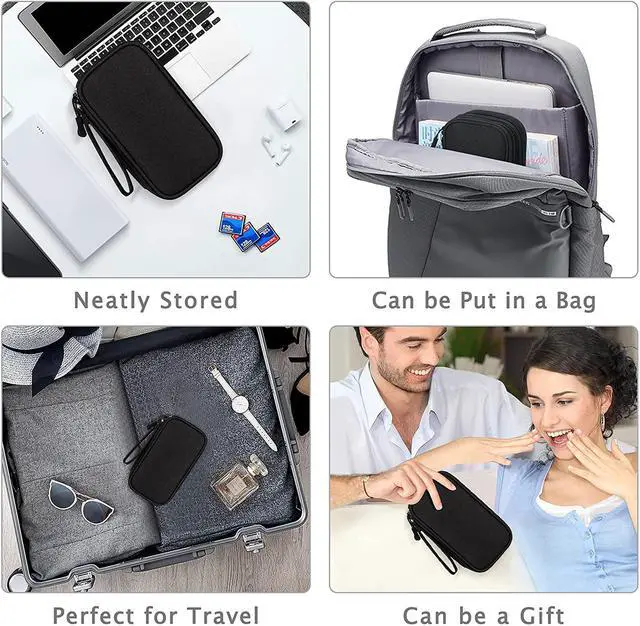 Alt view image 7 of 7 - BONAEVER Electronic Organizer Travel Cable Organizer Bag Pouch Electronic Accessories Carry Case Portable Waterproof Double Layers All-in-One Storage Bag for Cable Cord Charger Phone Earphone Black