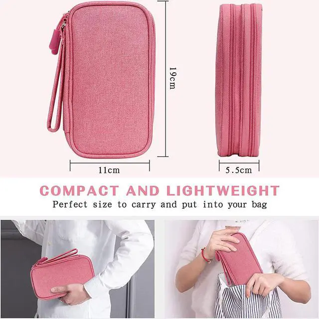 Alt view image 2 of 7 - BONAEVER Electronic Organizer Travel Cable Organizer Bag Pouch Electronic Accessories Carry Case Portable Waterproof Double Layers All-in-One Storage Bag for Cable Cord Charger Phone Earphone Pink