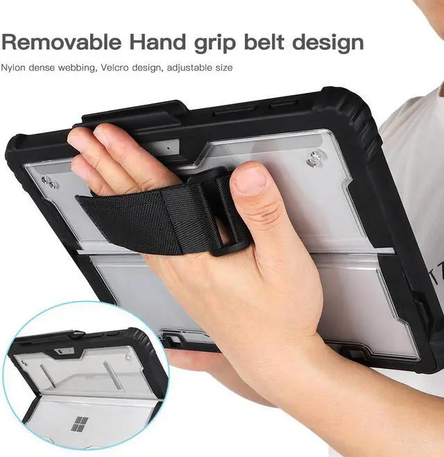 Alt view image 3 of 7 - BONAEVER Shockproof Protective Case for Microsoft Surface Go 3 2021 / Surface Go 2 2020 / Surface Go 2018 with Shoulder Strap Hand StrapPen Holder Compatible with Original Type Cover Keyboard