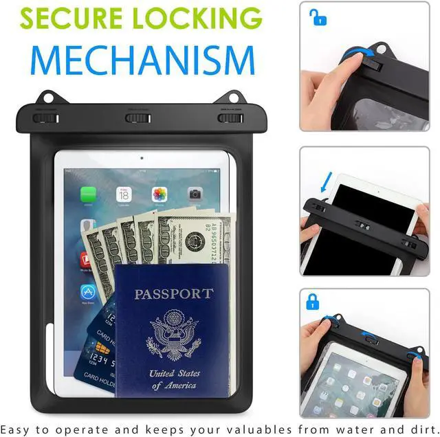 Alt view image 7 of 7 - BONAEVER Waterproof Case Pouch Dry Bag for iPad Mini 6 iPad 9 iPad 9.7 6/5/4/3/2 iPad Pro 9.7 iPad Air 5 10.9/3/2 Samsung Tab S4/ S3/ S2/Tab A 9.7 Galaxy Note 8 Tab E 9.6
