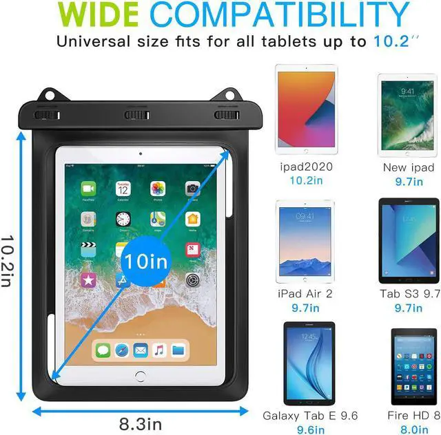 Alt view image 4 of 7 - BONAEVER Waterproof Case Pouch Dry Bag for iPad Mini 6 iPad 9 iPad 9.7 6/5/4/3/2 iPad Pro 9.7 iPad Air 5 10.9/3/2 Samsung Tab S4/ S3/ S2/Tab A 9.7 Galaxy Note 8 Tab E 9.6