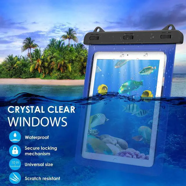 Alt view image 6 of 7 - BONAEVER Waterproof Case Pouch Dry Bag for iPad Mini 6 iPad 9 iPad 9.7 6/5/4/3/2 iPad Pro 9.7 iPad Air 5 10.9/3/2 Samsung Tab S4/ S3/ S2/Tab A 9.7 Galaxy Note 8 Tab E 9.6 Blue