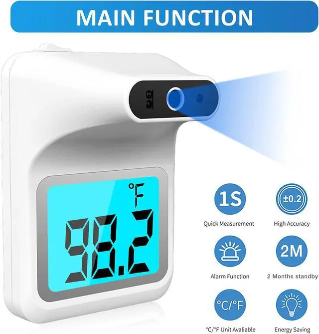 Alt view image 4 of 7 - BONAEVER Wall Thermometer with Stand Infrared Forehead Wall Mounted Thermometer with Tripod Bluetooth Non-Contact Instant Reading Digital Temperature Detector