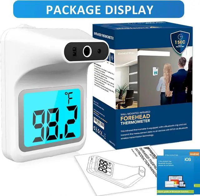 Alt view image 2 of 7 - BONAEVER Wall Thermometer with Stand Infrared Forehead Wall Mounted Thermometer with Tripod Bluetooth Non-Contact Instant Reading Digital Temperature Detector