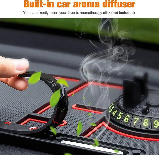 Alt view image 6 of 7 - BONAEVER Non-Slip Phone Pad for 4-in-1 Car Car Dashboard Phone Mat with Temporary Car Parking Card Number Plate Aromatherapy Anti-Shake Pad Universal Phone Holder