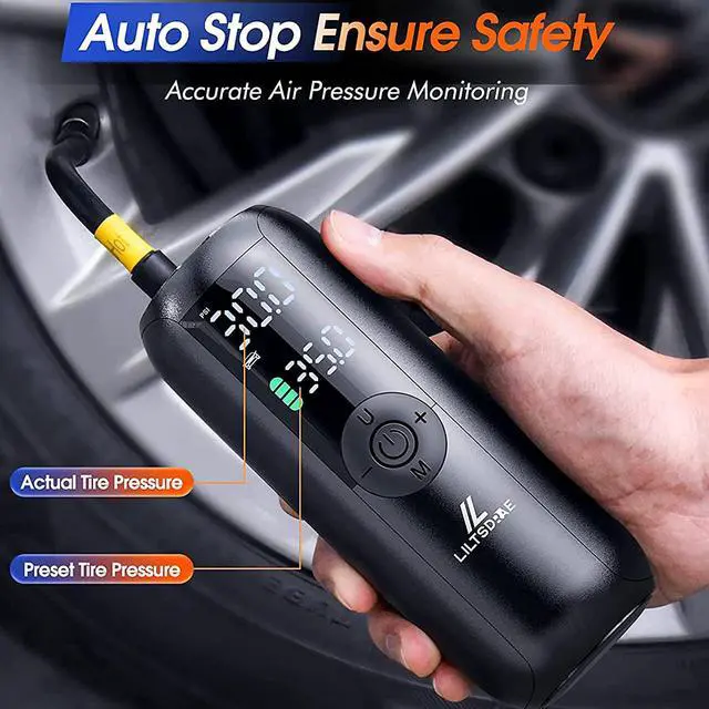 Alt view image 4 of 7 - BONAEVER Bike Pump Mini Tire Inflator Portable Air Compressor 150PSI Cordless Electric Bicycle Air Pump Auto Shut-Off with Pre Standa Schrader Valve Smart Electric Pump for Car Bike Motorcycle Ball