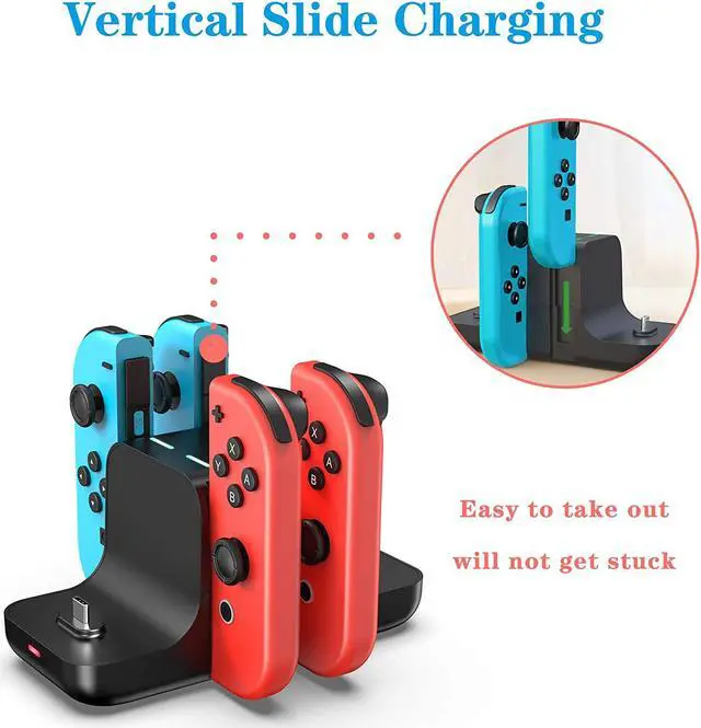 Alt view image 4 of 7 - BONAEVER Upgraded Controller Charger Dock Standation for Nintendo Switch Pro Controller Joy con FANPL 6-in-1 Charging Stand for Switch & OLED Model & Lite with Charging Indicator Type C Charging Cable