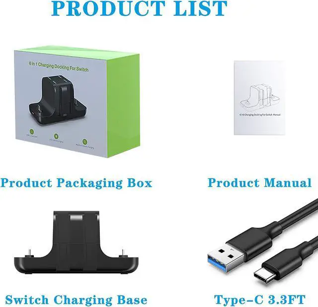 Alt view image 6 of 7 - BONAEVER Upgraded Controller Charger Dock Standation for Nintendo Switch Pro Controller Joy con FANPL 6-in-1 Charging Stand for Switch & OLED Model & Lite with Charging Indicator Type C Charging Cable