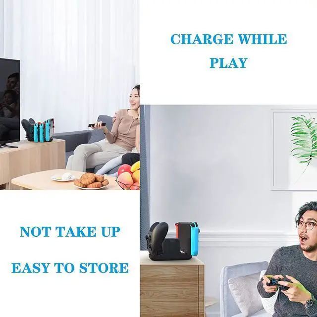 Alt view image 7 of 7 - BONAEVER Upgraded Controller Charger Dock Standation for Nintendo Switch Pro Controller Joy con FANPL 6-in-1 Charging Stand for Switch & OLED Model & Lite with Charging Indicator Type C Charging Cable
