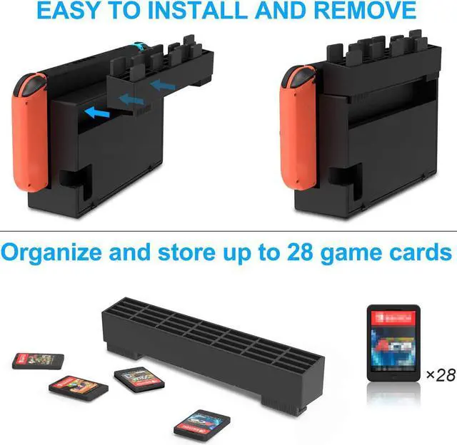 Alt view image 4 of 7 - BONAEVER Charging Dock Compatible with Switch Joy Cons Controllers with Game Cards Holder Upgraded Compact Charging Standation Stand with Extended USB Port