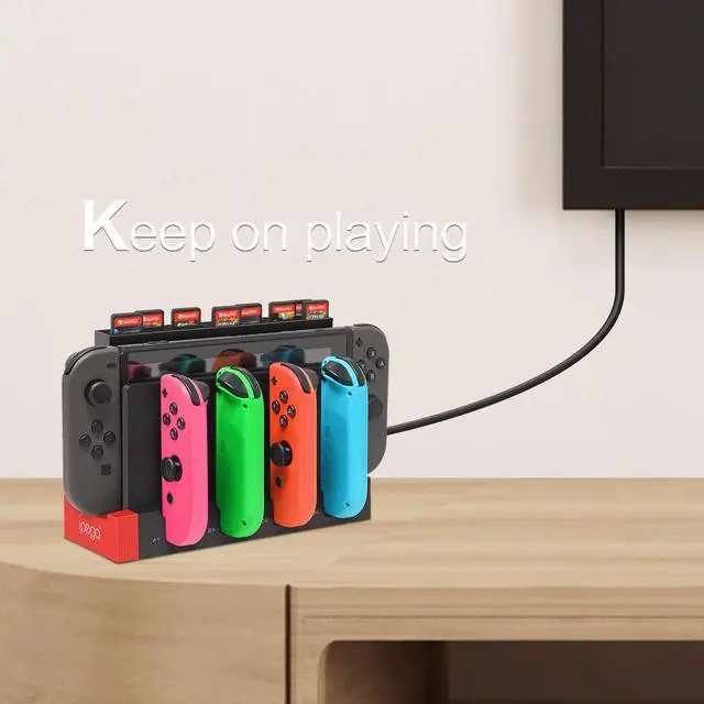 Alt view image 6 of 7 - BONAEVER Charging Dock Compatible with Switch Joy Cons Controllers with Game Cards Holder Upgraded Compact Charging Standation Stand with Extended USB Port