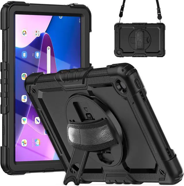 Alt view image 6 of 7 - BONAEVER Case for Lenovo Tab M10 Plus 3rd Gen 10.6 inch 2022 Model TB-125FU/TB-128FU/TB-128XU Shockproof Cover with 360 Rotating Stand /Hand Strap Screen Protector Shoulder Strap S Pen Holder