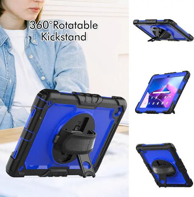Alt view image 4 of 7 - BONAEVER Case for Lenovo Tab M10 Plus 3rd Gen 10.6 inch 2022 Model TB-125FU/TB-128FU/TB-128XU Shockproof Cover with 360 Rotating Stand /Hand Strap Screen Protector Shoulder Strap S Pen Holder
