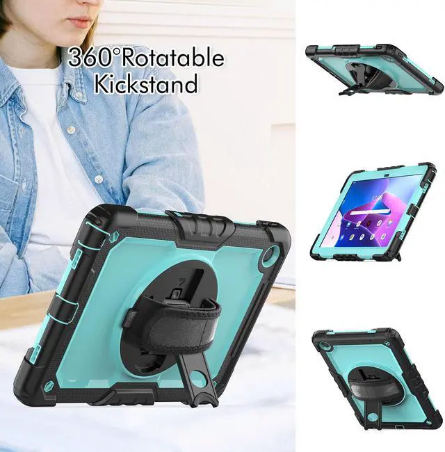 Alt view image 5 of 7 - BONAEVER Case for Lenovo Tab M10 Plus 3rd Gen 10.6 inch 2022 Model TB-125FU/TB-128FU/TB-128XU Shockproof Cover with 360 Rotating Stand /Hand Strap Screen Protector Shoulder Strap S Pen Holder