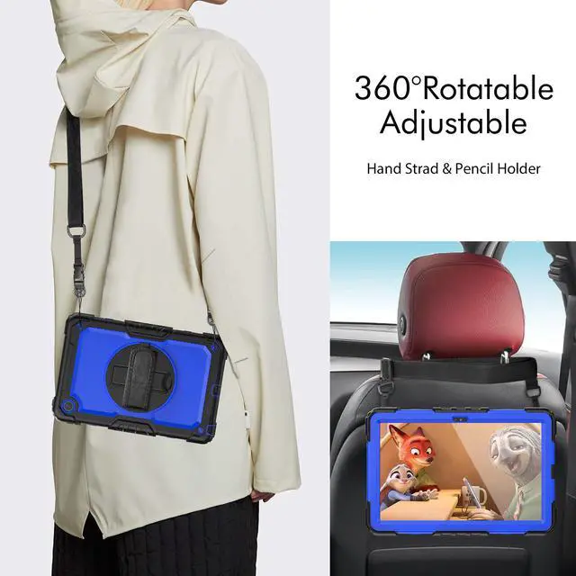 Alt view image 3 of 7 - BONAEVER Case for Lenovo Tab M10 Plus 3rd Gen 10.6 inch 2022 Model TB-125FU/TB-128FU/TB-128XU Shockproof Cover with 360 Rotating Stand /Hand Strap Screen Protector Shoulder Strap S Pen Holder