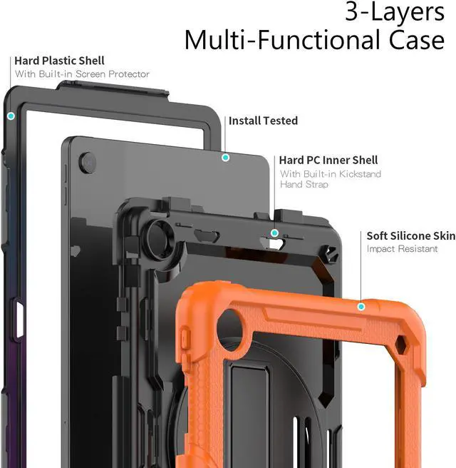 Alt view image 4 of 7 - BONAEVER Case for Lenovo Tab M10 Plus 3rd Gen 10.6 inch 2022 Model TB-125FU/TB-128FU/TB-128XU Shockproof Cover with 360 Rotating Stand /Hand Strap Screen Protector Shoulder Strap S Pen Holder