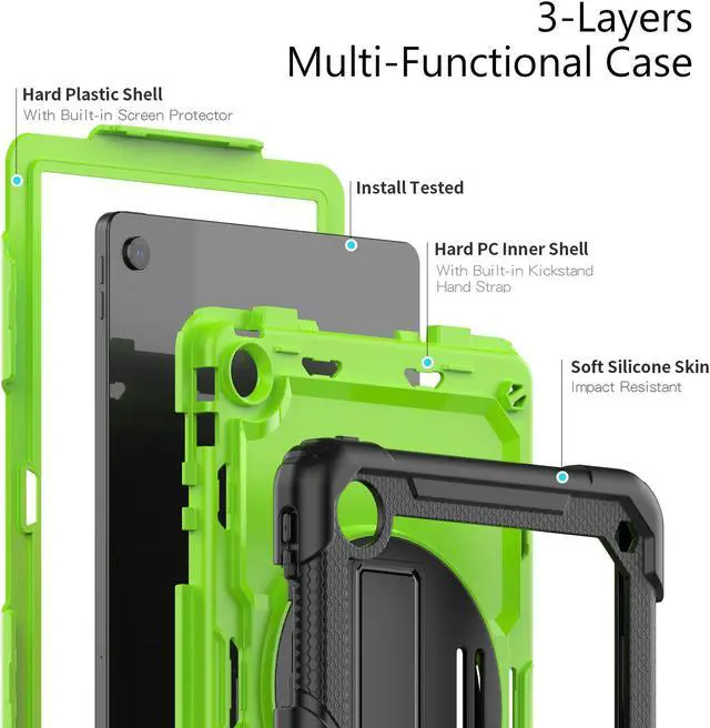 Alt view image 5 of 7 - BONAEVER Case for Lenovo Tab M10 Plus 3rd Gen 10.6 inch 2022 Model TB-125FU/TB-128FU/TB-128XU Shockproof Cover with 360 Rotating Stand /Hand Strap Screen Protector Shoulder Strap S Pen Holder