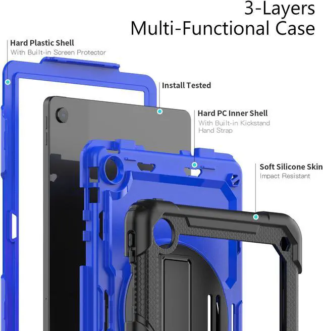 Alt view image 6 of 7 - BONAEVER Case for Lenovo Tab M10 Plus 3rd Gen 10.6 inch 2022 Model TB-125FU/TB-128FU/TB-128XU Shockproof Cover with 360 Rotating Stand /Hand Strap Screen Protector Shoulder Strap S Pen Holder