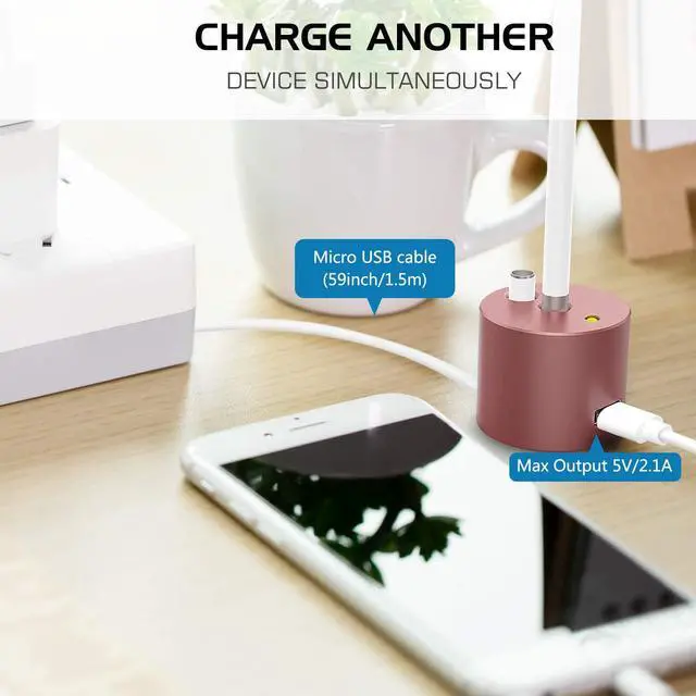 Alt view image 4 of 7 - BONAEVER Charging Stand Compatible for Apple Pencil Portable Desktop Fast Charging Station Charger Dock Pen Holder for Apple iPad Pro Pencil/Pen iPad Pro 12.9 10.5 9.7 iPad 10.2 2019 2021 Rose Pink