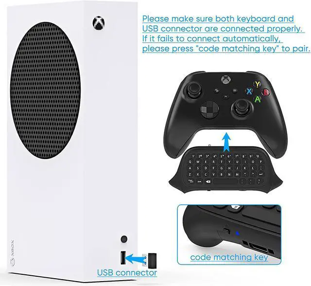 Alt view image 4 of 7 - Controller Keyboard for Xbox Series X/Series S/One/S/ Controller, MENEEA Mini Game Chatpad Keypad with Audio/3.5mm Headset Jack & 2.4Ghz Receiver Accessories for for Xbox Series X/S Game Controller
