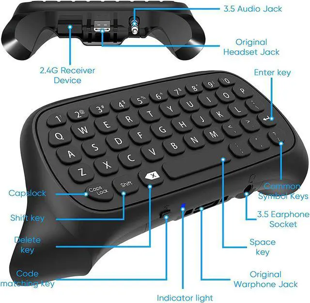 Alt view image 3 of 7 - Controller Keyboard for Xbox Series X/Series S/One/S/ Controller, MENEEA Mini Game Chatpad Keypad with Audio/3.5mm Headset Jack & 2.4Ghz Receiver Accessories for for Xbox Series X/S Game Controller