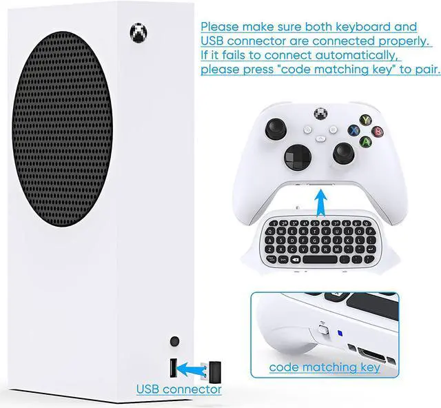 Alt view image 3 of 6 - Controller Keyboard for Xbox Series X / Series S / One / S / Controller, Mini Game Chatpad Keypad with Audio/3.5mm Headset Jack & 2.4Ghz Receiver Accessories for for Xbox Series X/S Game Controller