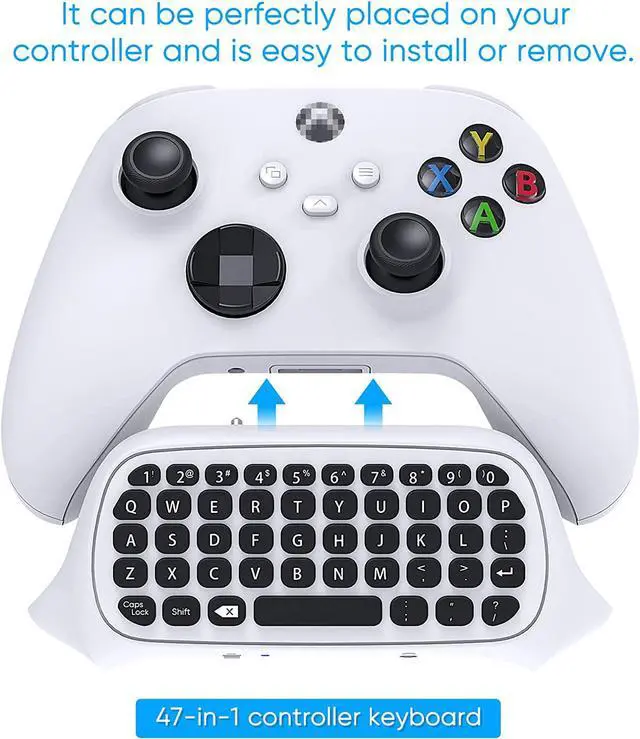 Alt view image 4 of 6 - Controller Keyboard for Xbox Series X / Series S / One / S / Controller, Mini Game Chatpad Keypad with Audio/3.5mm Headset Jack & 2.4Ghz Receiver Accessories for for Xbox Series X/S Game Controller