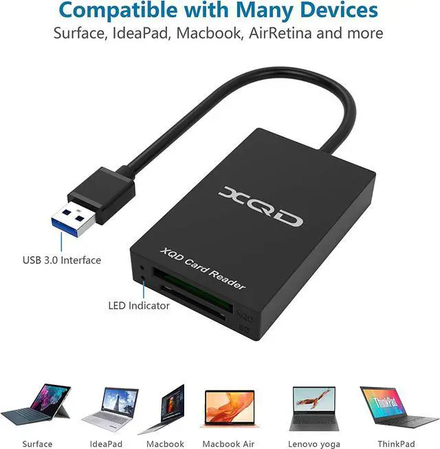 Alt view image 5 of 7 - XQD Card Reader, USB 3.0 XQD/SD Card Reader Dual Slot Memory Card Reader 5Gpbs Super Speed Support Sony G/M Series, Lexar 2933x/1400x USB Mark XQD Card,SD Card for Windows/Mac OS