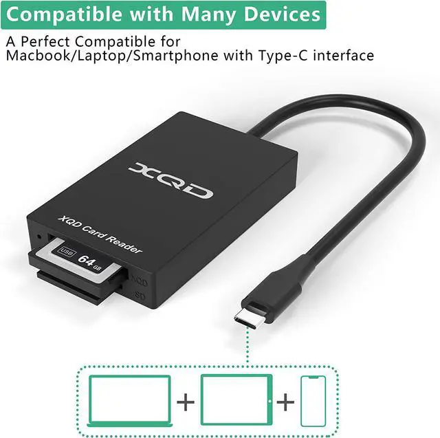 Alt view image 3 of 7 - BONAEVER XQD SD Card Reader USB C 2 in 1 Memory Card AdapterHigh Speed 5Gpbs Read & Write for XQD2.0 SD/MMC Card Reader Sony G/M Series USB Mark XQD Card Lexar 2933x/1400x USB Mark XQD C