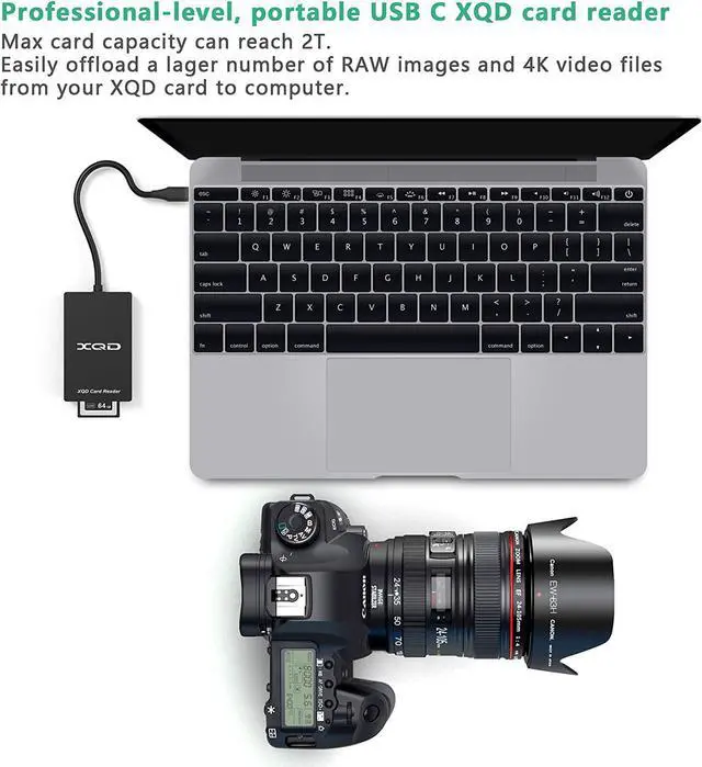 Alt view image 4 of 7 - BONAEVER XQD SD Card Reader USB C 2 in 1 Memory Card AdapterHigh Speed 5Gpbs Read & Write for XQD2.0 SD/MMC Card Reader Sony G/M Series USB Mark XQD Card Lexar 2933x/1400x USB Mark XQD C
