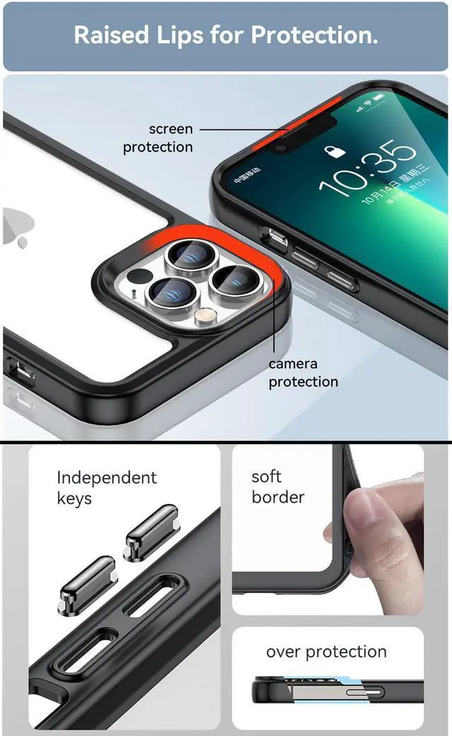 Alt view image 6 of 7 - BONAEVER Case Compatible with iPhone 13 Pro Max 6.7 inch Shockproof Phone Bumper Cover Anti-Scratch Clear Back