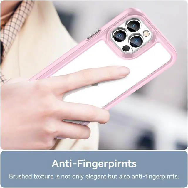 Alt view image 5 of 7 - BONAEVER Case Compatible with iPhone 13 Pro Max 6.7 inch Shockproof Phone Bumper Cover Anti-Scratch Clear Back Pink