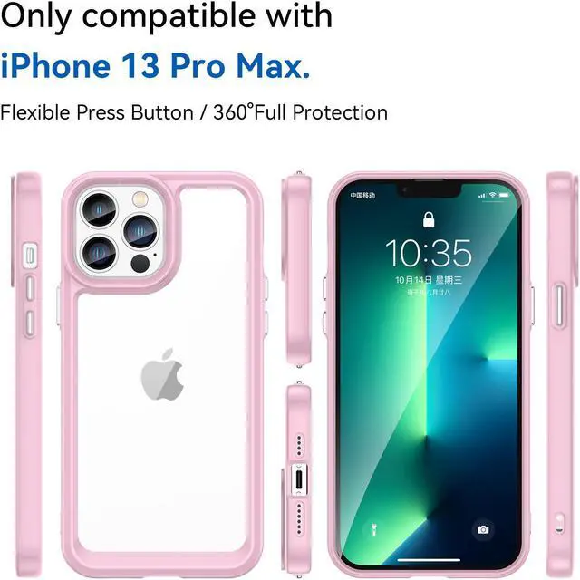 Alt view image 2 of 7 - BONAEVER Case Compatible with iPhone 13 Pro Max 6.7 inch Shockproof Phone Bumper Cover Anti-Scratch Clear Back Pink