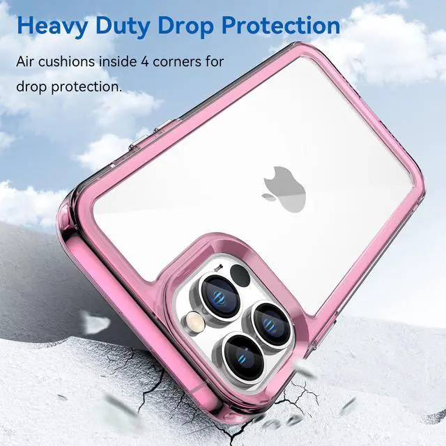 Alt view image 3 of 7 - BONAEVER Case Compatible with iPhone 13 Pro Max 6.7 inch Shockproof Phone Bumper Cover Anti-Scratch Clear Back Transparent Red